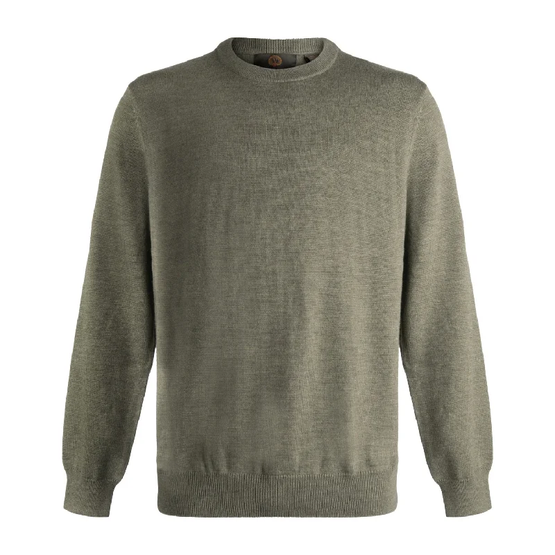 Men's Sweaters with Built-In ScarvesExtra Fine 'Zegna Baruffa' Merino Wool Crew Neck Sweater in Sage Melange by Viyella Men's Sweaters with Built-In ScarvesExtra Fine 'Zegna Baruffa' Merino Wool Crew Neck Sweater in Sage Melange by Viyella