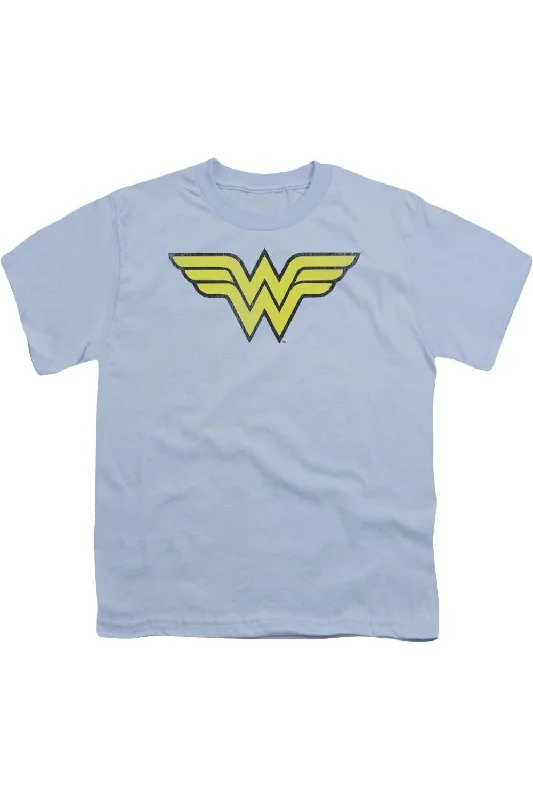 Men's Shirts with Abstract DesignsDC Comics Wonder Woman Ww Logo Distressed Short Sleeve Youth Tee / T-Shirt Men's Shirts with Abstract DesignsDC Comics Wonder Woman Ww Logo Distressed Short Sleeve Youth Tee / T-Shirt