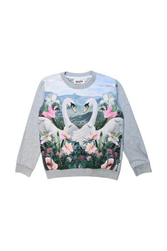 Men's Sweaters with Fold-Over CuffsMolo Swan Floral Crewneck Sweatshirt, Size 6T