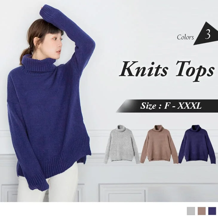Men's Sweaters with A-Line ShapesLONG SLEEVE TURTLENECK KNITS TOPS