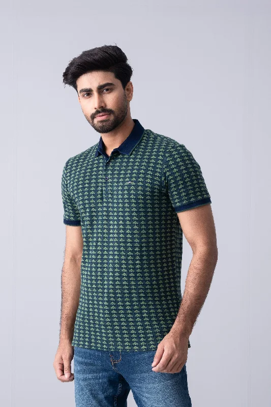 Men's Shirts with Plaid PatternsRegular Fit Washed Indigo Polo Shirt