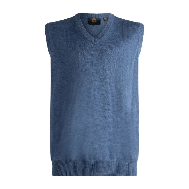 Men's Sweaters with Fold-Over CuffsExtra Fine 'Zegna Baruffa' Merino Wool V-Neck Sleeveless Sweater Vest in Indigo by Viyella