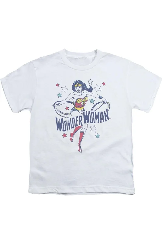 Men's Shirts with Surplice HemlinesDC Comics Wonder Woman Stars Short Sleeve Youth Tee / T-Shirt