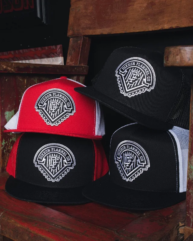 Reversible Sun HatsLegacy Flat Bill Trucker Snapback - Black & White