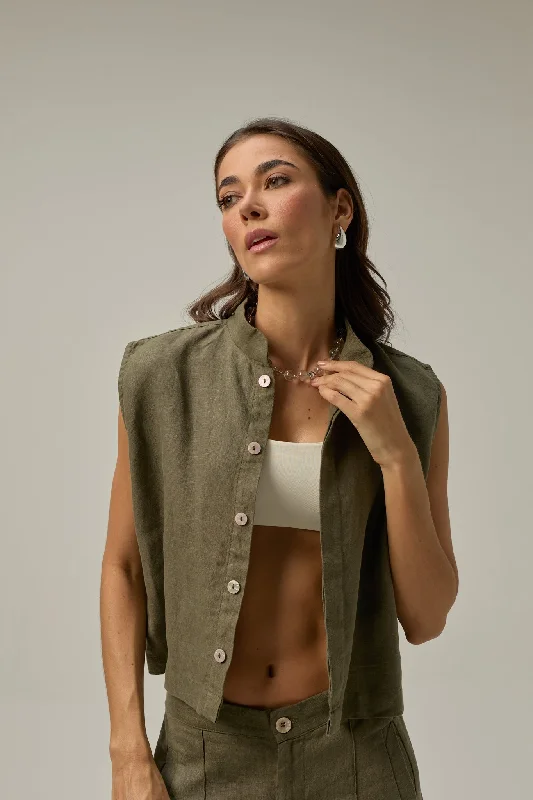 Men's Skinny-Fit Shirts for a Trendy LookMuse Linen Vest | Olive Green