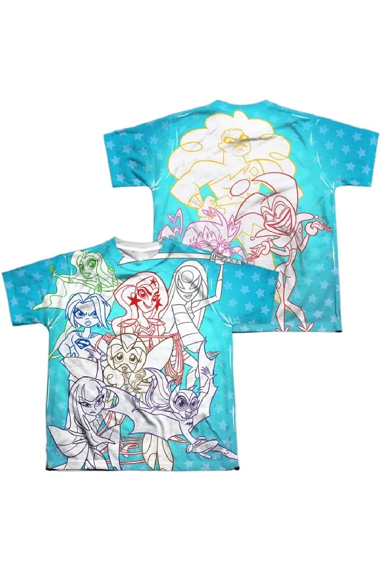 Men's Shirts with Rounded HemlinesDC Comics Superhero Girls Justice Gang (Front/Back Print) Short Sleeve Youth Poly Crew Tee / T-Shirt Men's Shirts with Rounded HemlinesDC Comics Superhero Girls Justice Gang (Front/Back Print) Short Sleeve Youth Poly Crew Tee / T-Shirt