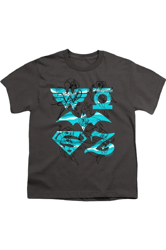 Men's Shirts with Pin CollarsDC Comics Superhero Girls Line Art Group Short Sleeve Juvenile Tee / T-Shirt Men's Shirts with Pin CollarsDC Comics Superhero Girls Line Art Group Short Sleeve Juvenile Tee / T-Shirt