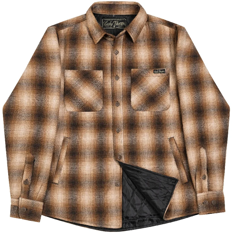 Lightweight Men's Poplin ShirtsHONKY TONK Quilted Lined Flannel Shacket - COFFEE (SMALL ONLY)