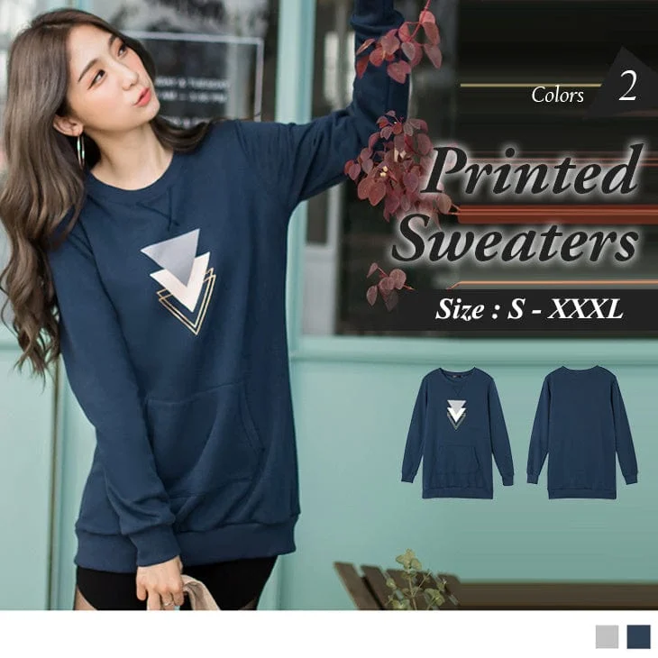 Men's Sweaters with ThumbholesLONG SLEEVE LONGLINE PRINTED SWEATERS