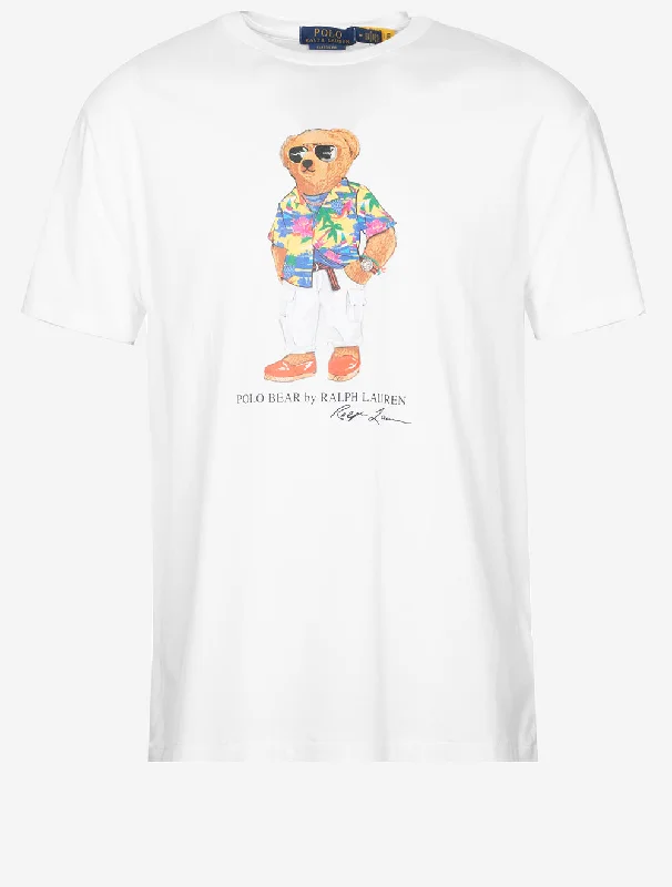 Striped Men's TopsClassic Fit Polo Bear Jersey T-Shirt White