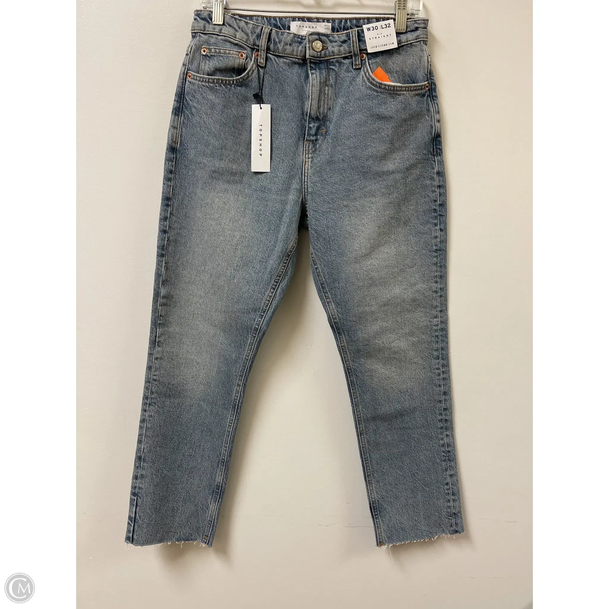 Wide-Leg Men's JeansJeans Straight By Top Shop In Blue Denim, Size: 10