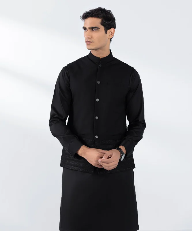 Men's Coats with Tactical FeaturesEmbroidered Tropical Fabric Waistcoat