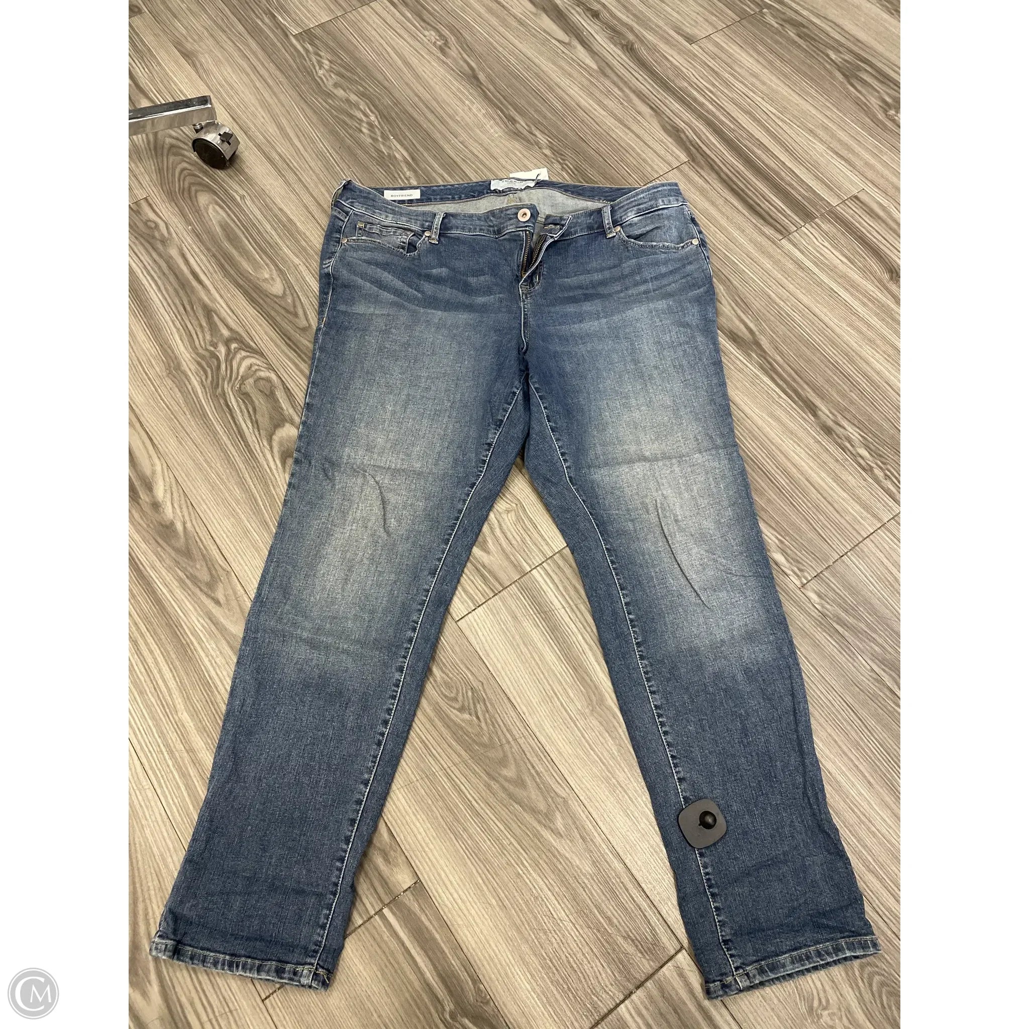 Leather Patch Embellished Men's JeansJeans Boyfriend By Torrid In Blue, Size: 18