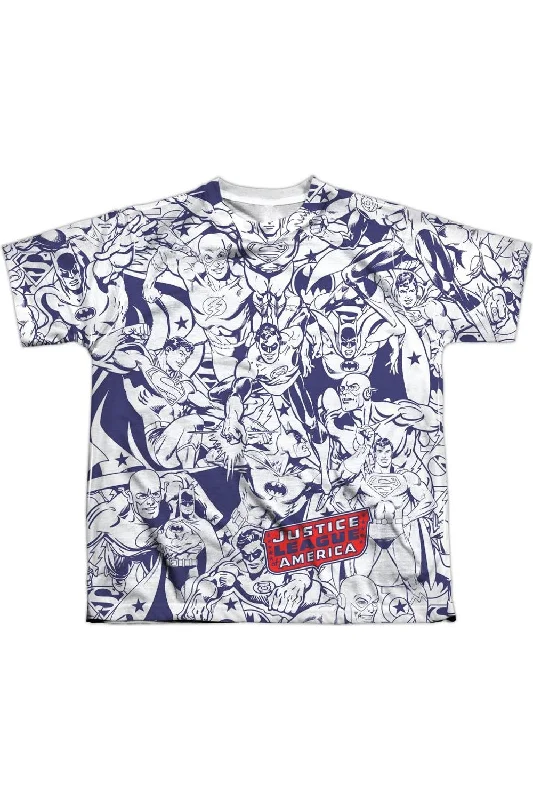 Men's Shirts with Embellished CollarsDC Comics Justice All Around Short Sleeve Youth Poly Crew Tee / T-Shirt Men's Shirts with Embellished CollarsDC Comics Justice All Around Short Sleeve Youth Poly Crew Tee / T-Shirt