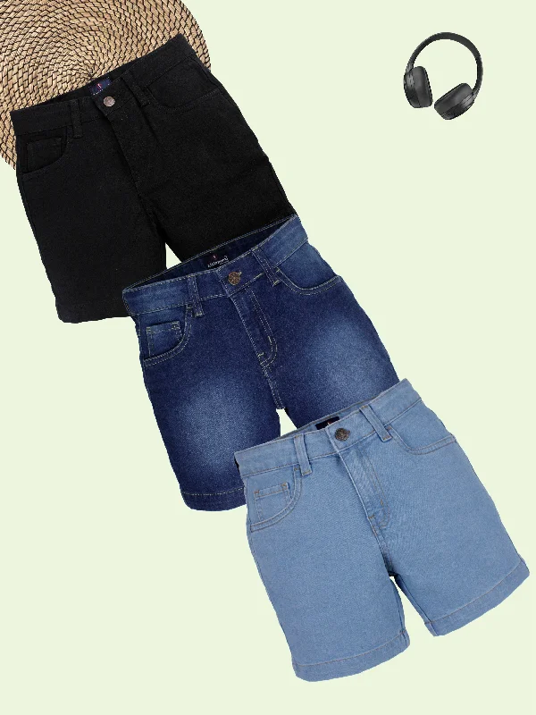 Men's Chino Shorts with Tailored FitBoys Pack of 3 Solid Denim Shorts