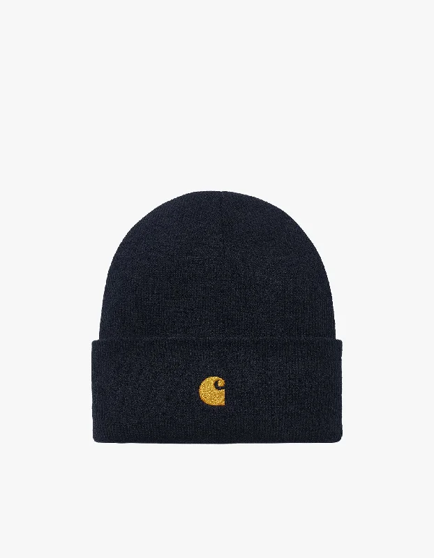 Embroidered Baseball CapsChase Beanie - Dark Navy/Gold