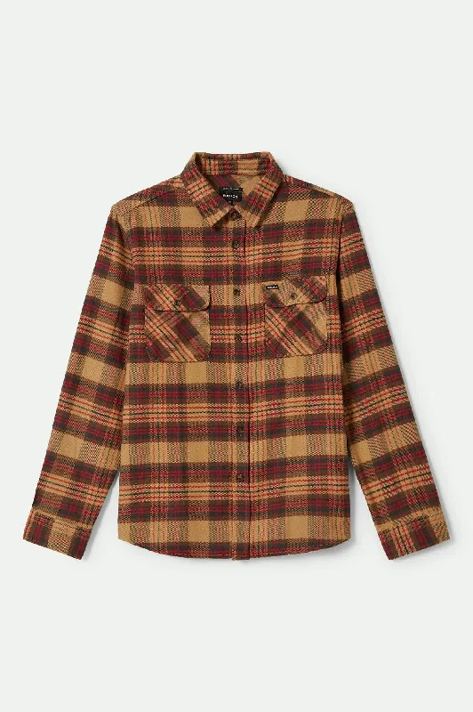 Men's Denim Shirts for a Rugged LookBowery L/S Flannel - Curry/Washed Black/Crimson