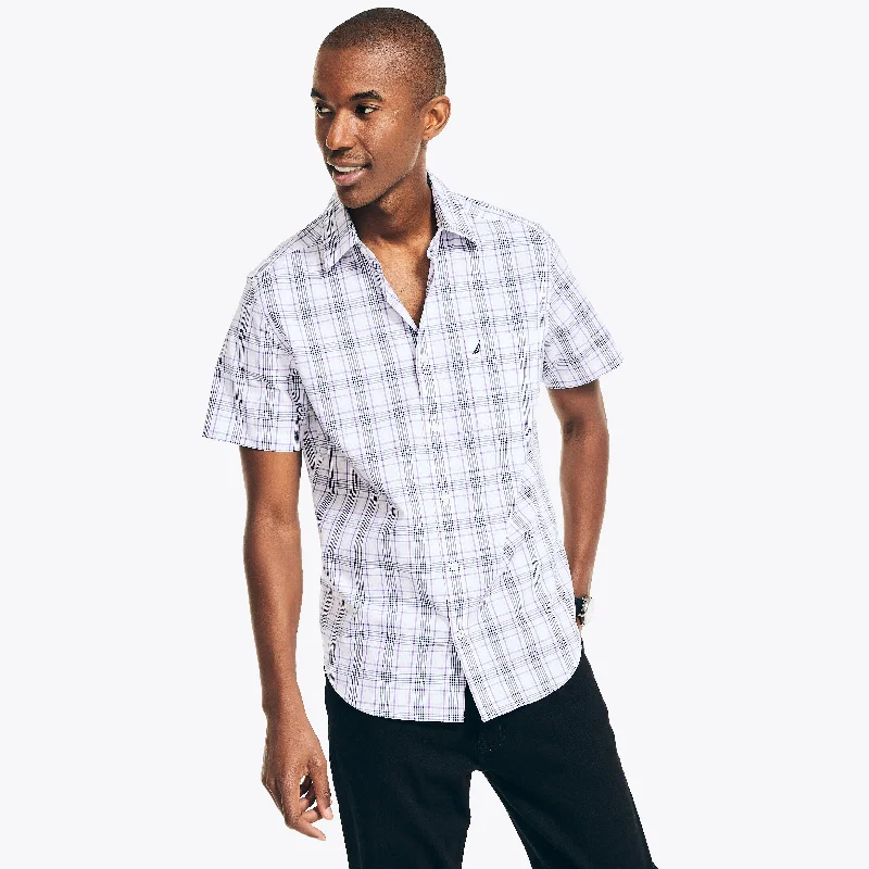 Men's Wrinkle-Free Shirts for Easy CareNautica Mens Wrinkle-Resistant Plaid Wear To Work Short-Sleeve Shirt