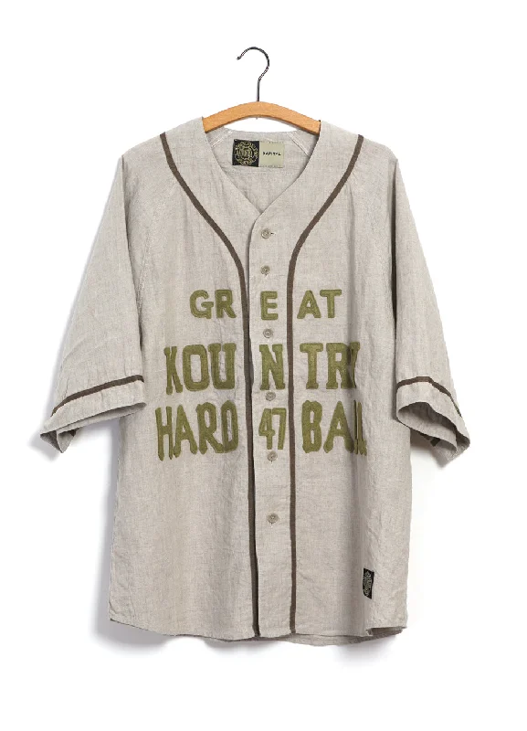 Men's Designer Shirts for a Statement PieceGREAT KOUNTRY | French Linen Baseball Shirt | Beige Men's Designer Shirts for a Statement PieceGREAT KOUNTRY | French Linen Baseball Shirt | Beige