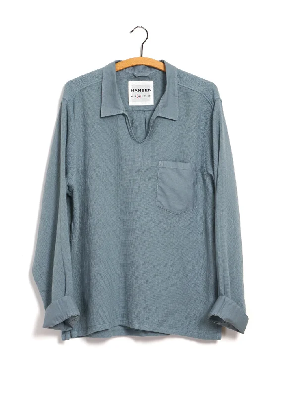 Men's Tennis Shirts for Court ComfortMARIUS | Casual Gauze Pull-on Shirt | Lagoon