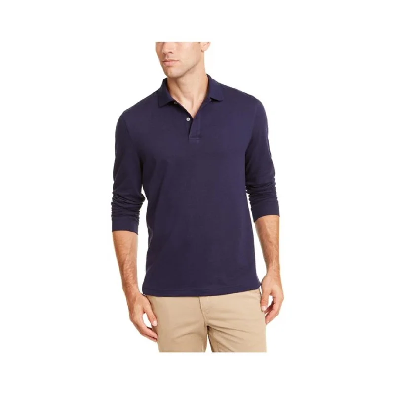 Casual Men's T-ShirtsClub Room Mens Long Sleeve Rugby Polo Shirt, Blue, Large