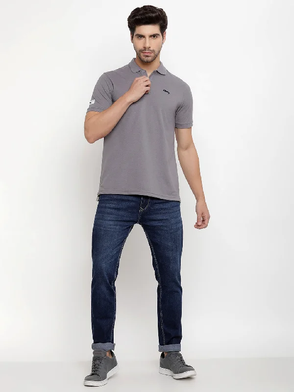 Men's Shirts for HuntingJUMP USA Men Solid Polo Collar Pure Cotton T-shirt
