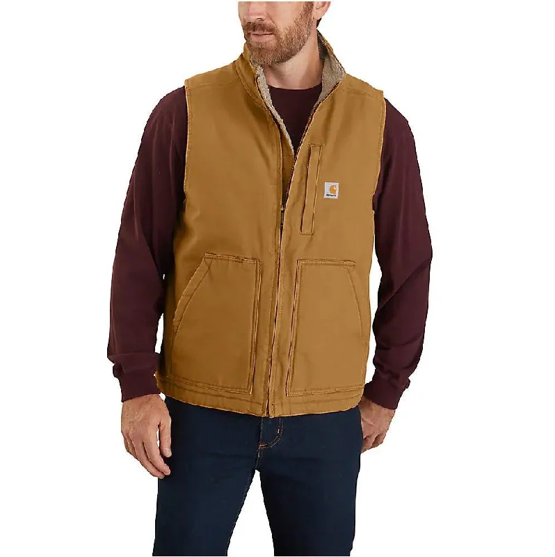 Men's Coats for Outdoor ActivitiesMen's 104277 Washed Duck Sherpa Lined Mock Vest - Brown