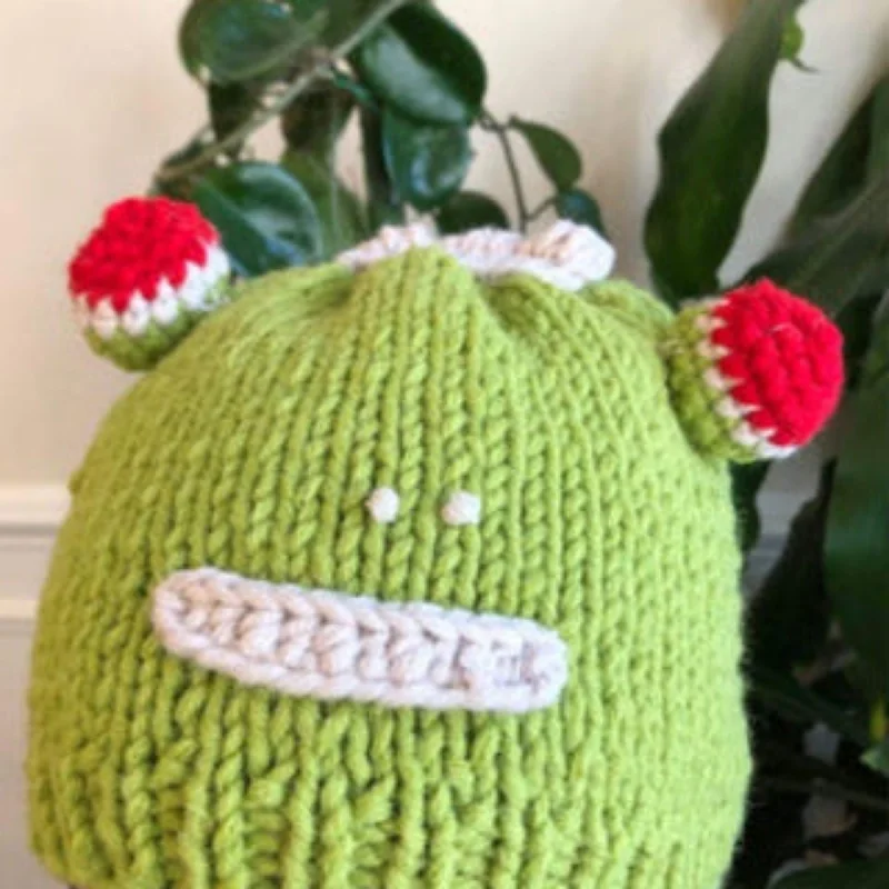 Patterned Beanie CapsKid's Beanie Hat Hand-Knitted Frog Wool Beanie Cap