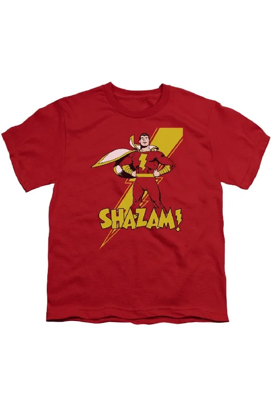 Men's Shirts with Wingtip CollarsDC Comics Shazam Shazam Short Sleeve Youth Tee / T-Shirt Men's Shirts with Wingtip CollarsDC Comics Shazam Shazam Short Sleeve Youth Tee / T-Shirt