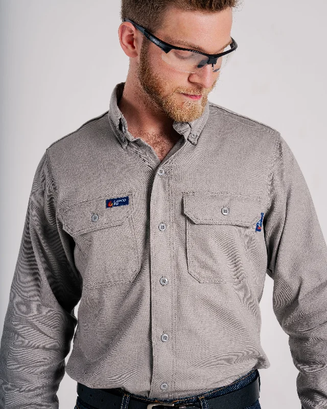 Men's Striped Long-Sleeve Shirts for a Maritime FeelFR Uniform Shirt | 6oz. 88/12 Blend | Gray Men's Striped Long-Sleeve Shirts for a Maritime FeelFR Uniform Shirt | 6oz. 88/12 Blend | Gray