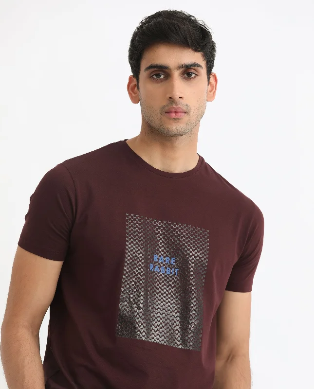 Men's Shirts with Logo EmbossmentsRare Rabbit Men's Gregory Maroon Crew Neck Half Sleeves Graphic Print Branding T-Shirt Men's Shirts with Logo EmbossmentsRare Rabbit Men's Gregory Maroon Crew Neck Half Sleeves Graphic Print Branding T-Shirt