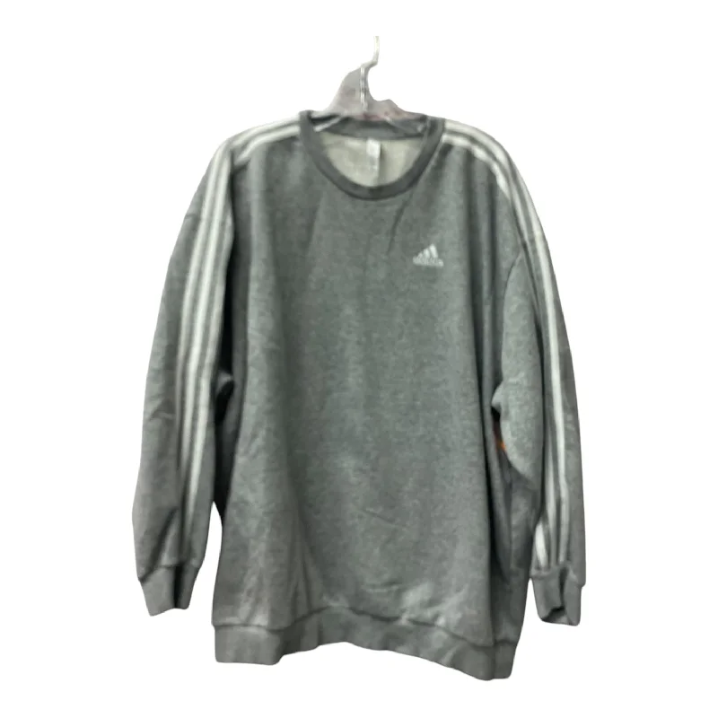 Casual Men's Zip-Up HoodiesAthletic Sweatshirt Crewneck By Adidas In Grey, Size:L