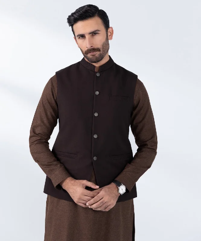 Men's Coats with Adjustable SleevesEmbroidered Tropical Fabric Waistcoat