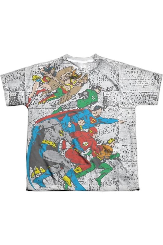 Casual Men's T-ShirtsDC Comics Face Off Short Sleeve Youth Poly Crew Tee / T-Shirt