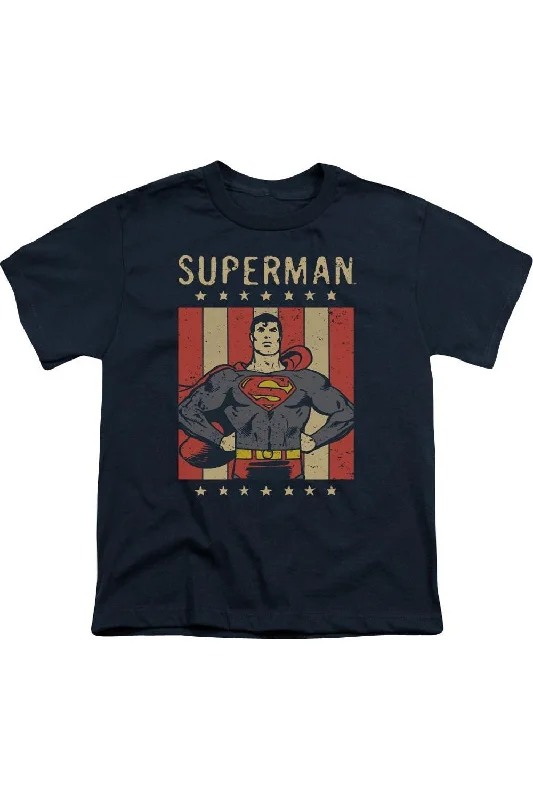 Men's Shirts with Tab CollarsDC Comics Retro Liberty Short Sleeve Youth Tee / T-Shirt Men's Shirts with Tab CollarsDC Comics Retro Liberty Short Sleeve Youth Tee / T-Shirt