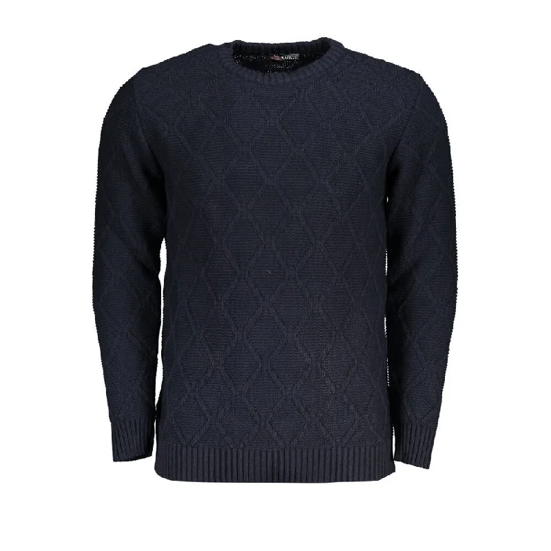 Elegant Men's Shawl-Collar SweatersU.S. Grand Polo Blue Fabric Men's Sweater