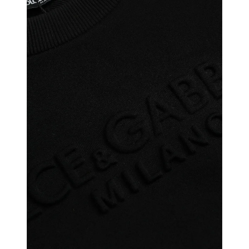 Cozy Men's Cable-Knit SweatersDolce & Gabbana Black Cotton Long Sleeves Sweatshirt Men's Sweater Cozy Men's Cable-Knit SweatersDolce & Gabbana Black Cotton Long Sleeves Sweatshirt Men's Sweater