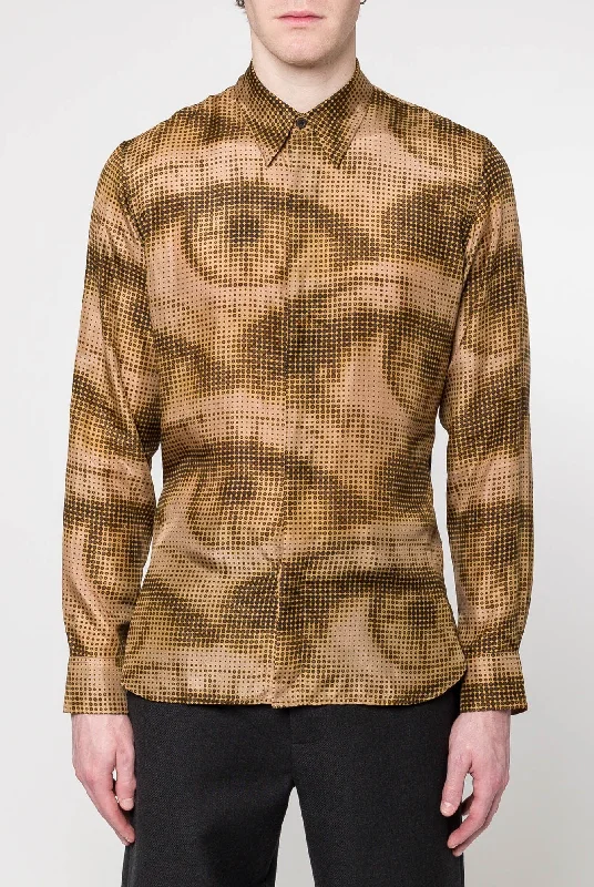 Men's Coats with Chest PocketsDries Van Noten Carvies Printed Silk Shirt