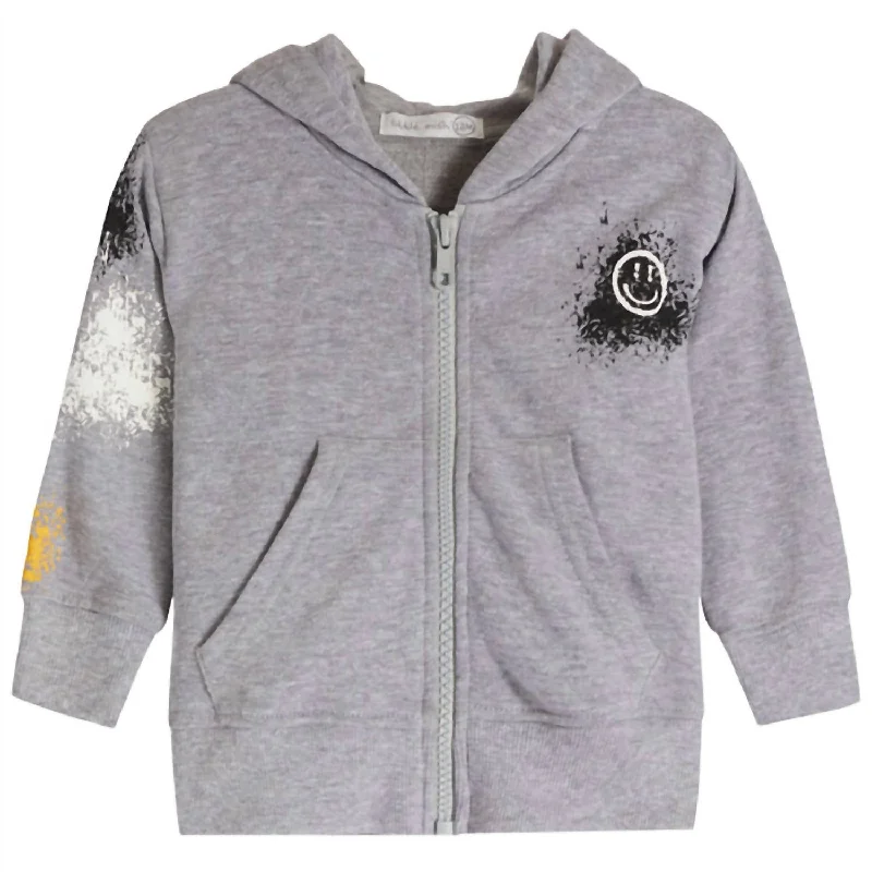 Cool Men's Graphic HoodiesHappy Graffiti Hoody In Grey