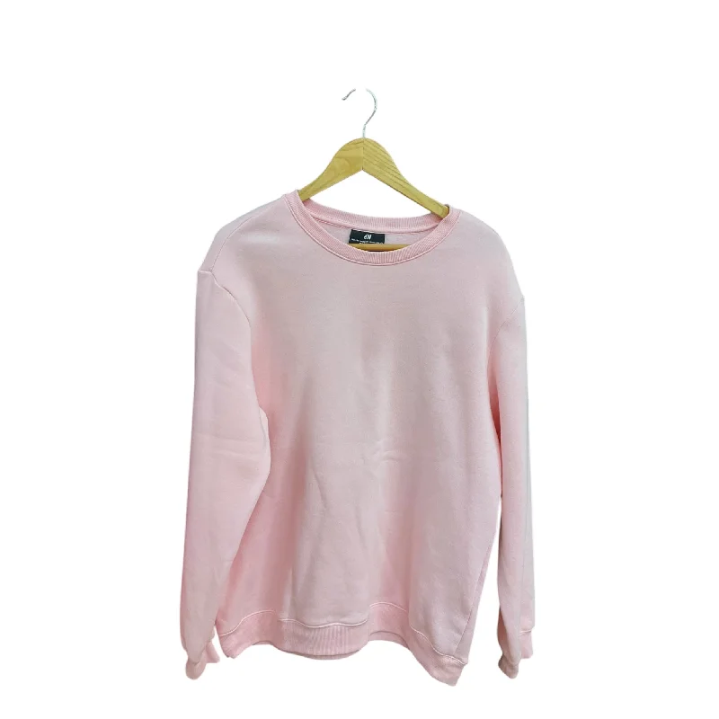 Men's Hoodies for HikingSweatshirt Crewneck By H&m In Pink, Size: L