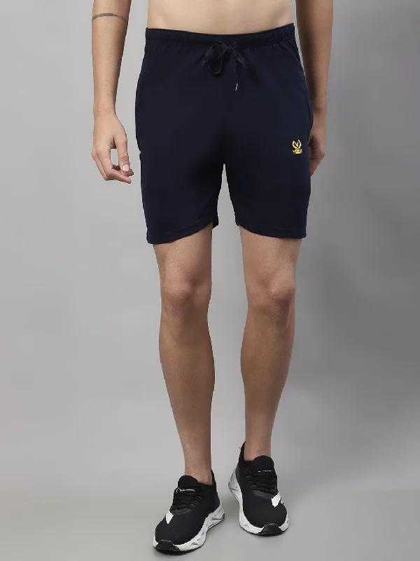 Men's Flexible High-Performance ShortsMack Jonney Navy Blue Regular fit Cotton Shorts for Men Men's Flexible High-Performance ShortsMack Jonney Navy Blue Regular fit Cotton Shorts for Men