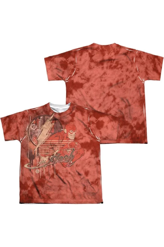 Men's Shirts with Embellished SleevesDC Comics Flash Charge Ahead Short Sleeve Youth Poly Crew Tee / T-Shirt Men's Shirts with Embellished SleevesDC Comics Flash Charge Ahead Short Sleeve Youth Poly Crew Tee / T-Shirt