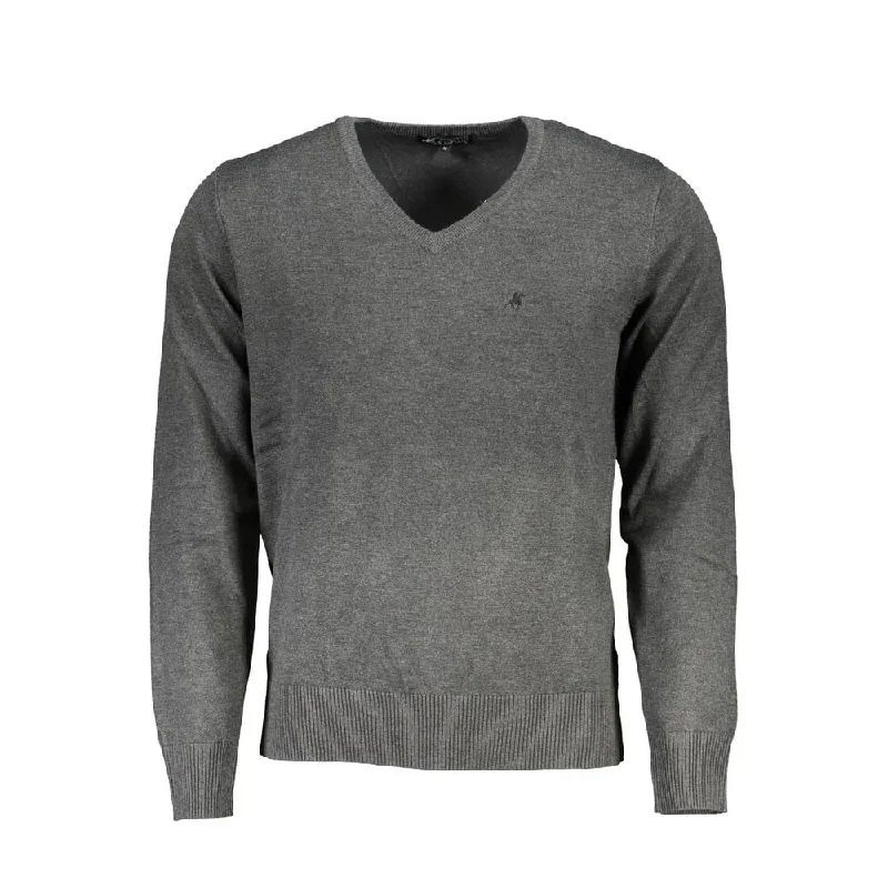 Durable Men's Acrylic SweatersU.S. Grand Polo Gray Nylon Men's Sweater