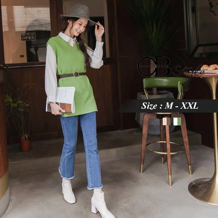 Men's Sweaters for Cold WeatherFAKE TWO PIECE ELASTIC WAIST LONGLINE KNIT TOPS
