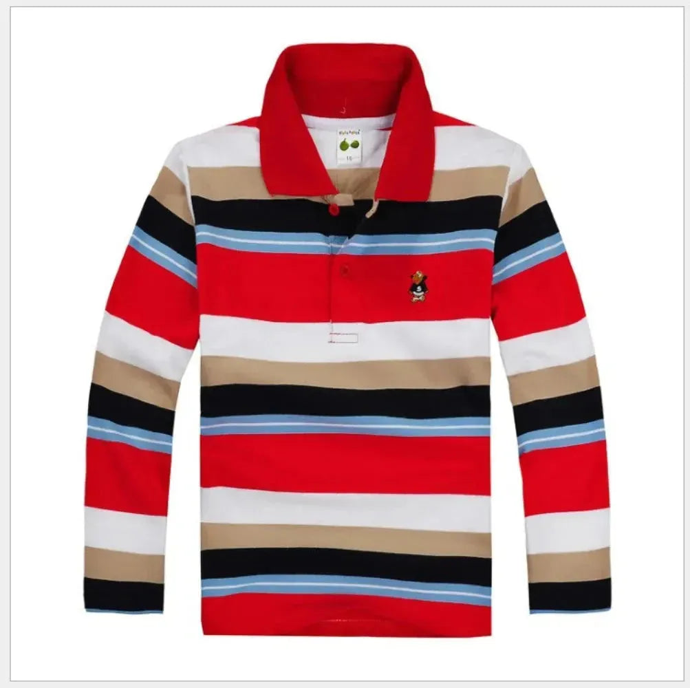 Men's Shirts with French CuffsStriped Long Sleeve Polo Shirt for Kids
