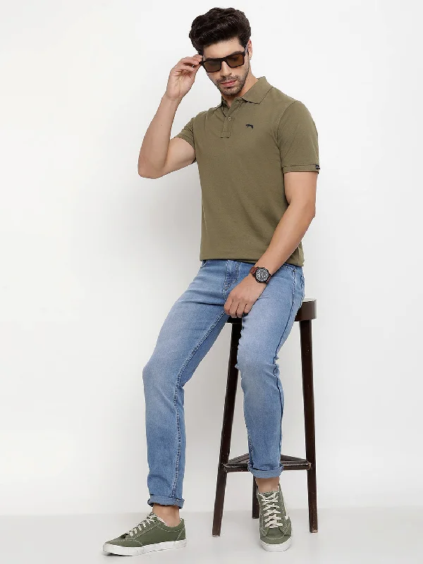 Men's Shirts for BoatingJUMP USA Men Solid Polo Collar Pure Cotton T-shirt
