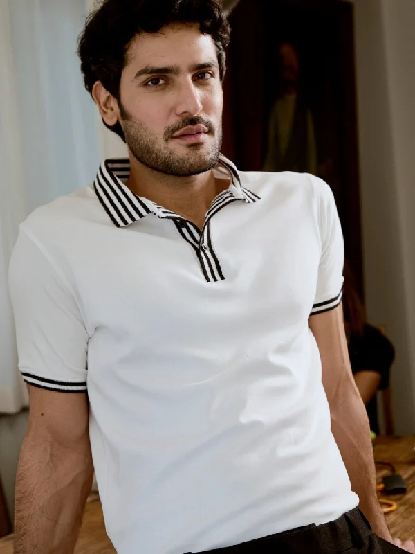 Men's Flowy Shirts for a Relaxed LookStripped Polo T-shirt - Piano