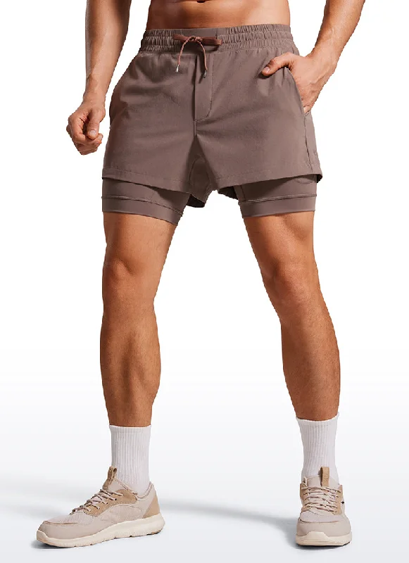 Men's Active Short Pants for SportsFeathery-Fit 2 in 1 Athletic Shorts 3.5''- with Pockets & Long Liner