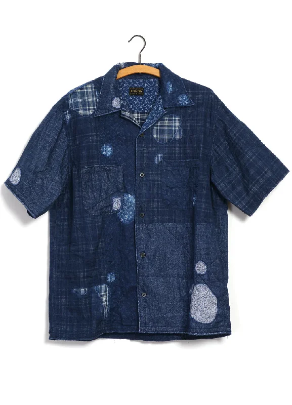 Men's Big and Tall Shirts for Added ComfortBORO ALOHA | Patchwork Boro Shirt | Indigo