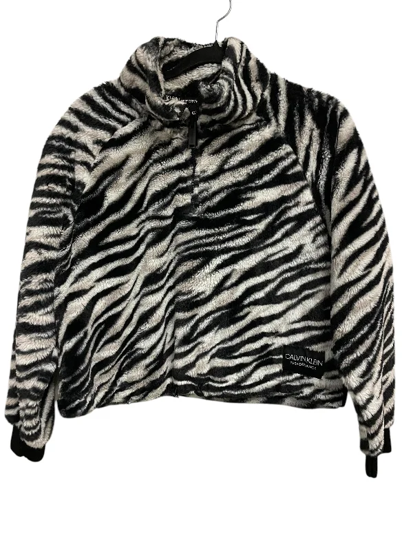 Men's Hoodies with Contrast StitchingAthletic Sweatshirt Collar By Calvin Klein Performance In Zebra Print, Size: L Men's Hoodies with Contrast StitchingAthletic Sweatshirt Collar By Calvin Klein Performance In Zebra Print, Size: L